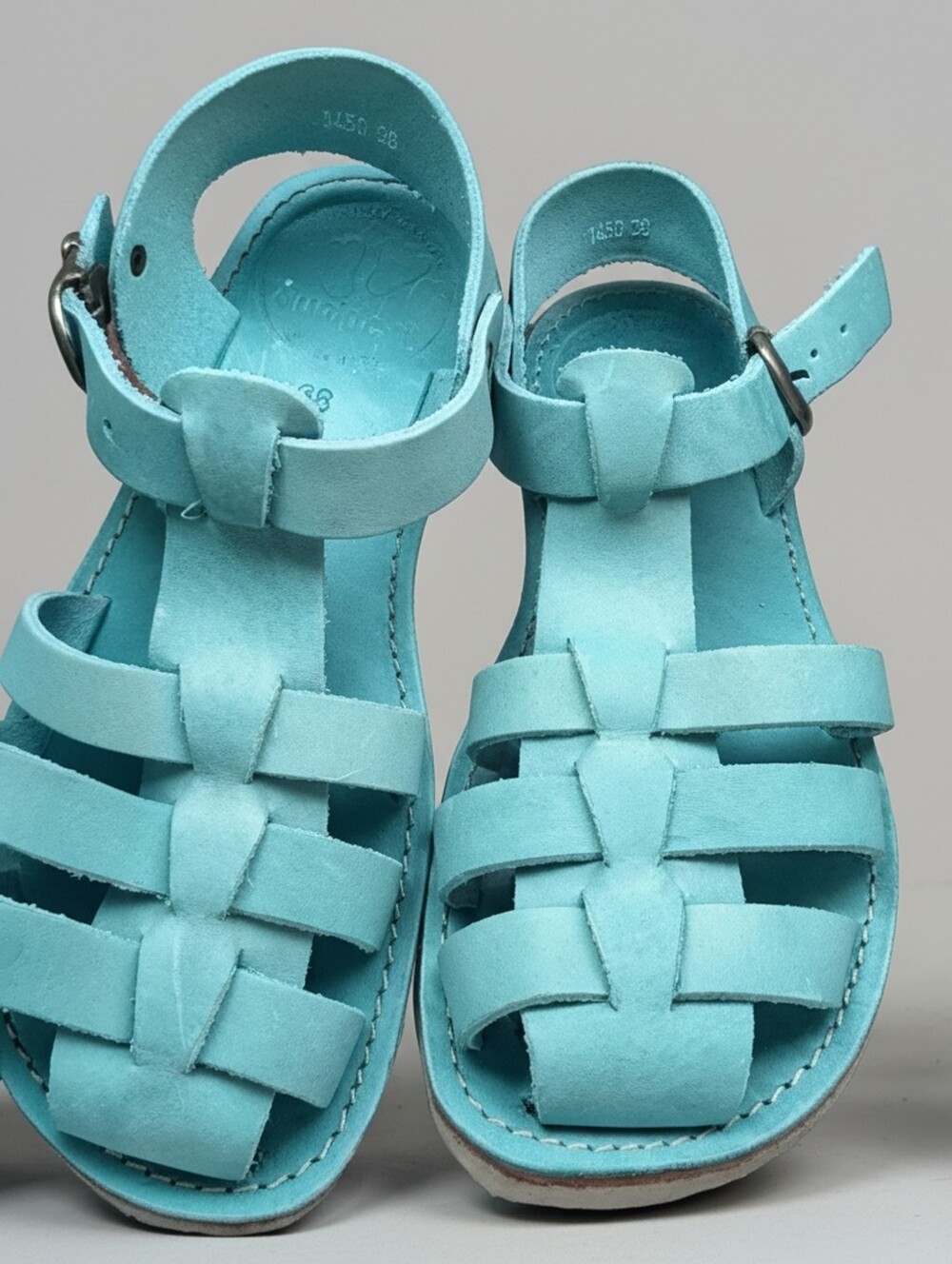 Women's Aqua Leather  Sandals with Adjustable Ankle Strap Duckfeet Sandals